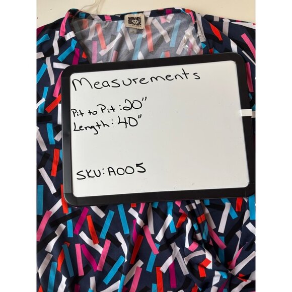 Anne Klein 16 Faux Wrap Dress Long Sleeve Multi-Color Work Wear 80's Vibes Party - Picture 8 of 8